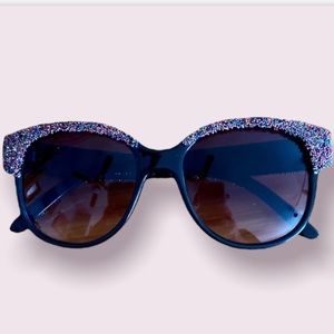 Black and Metallic Colored Confetti Sunglasses